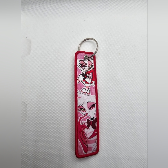 Hazbin Hotel Angel Dust Keychain Double Sided Soft Keychain Angel w/ Fat Nuggets - Picture 3 of 9